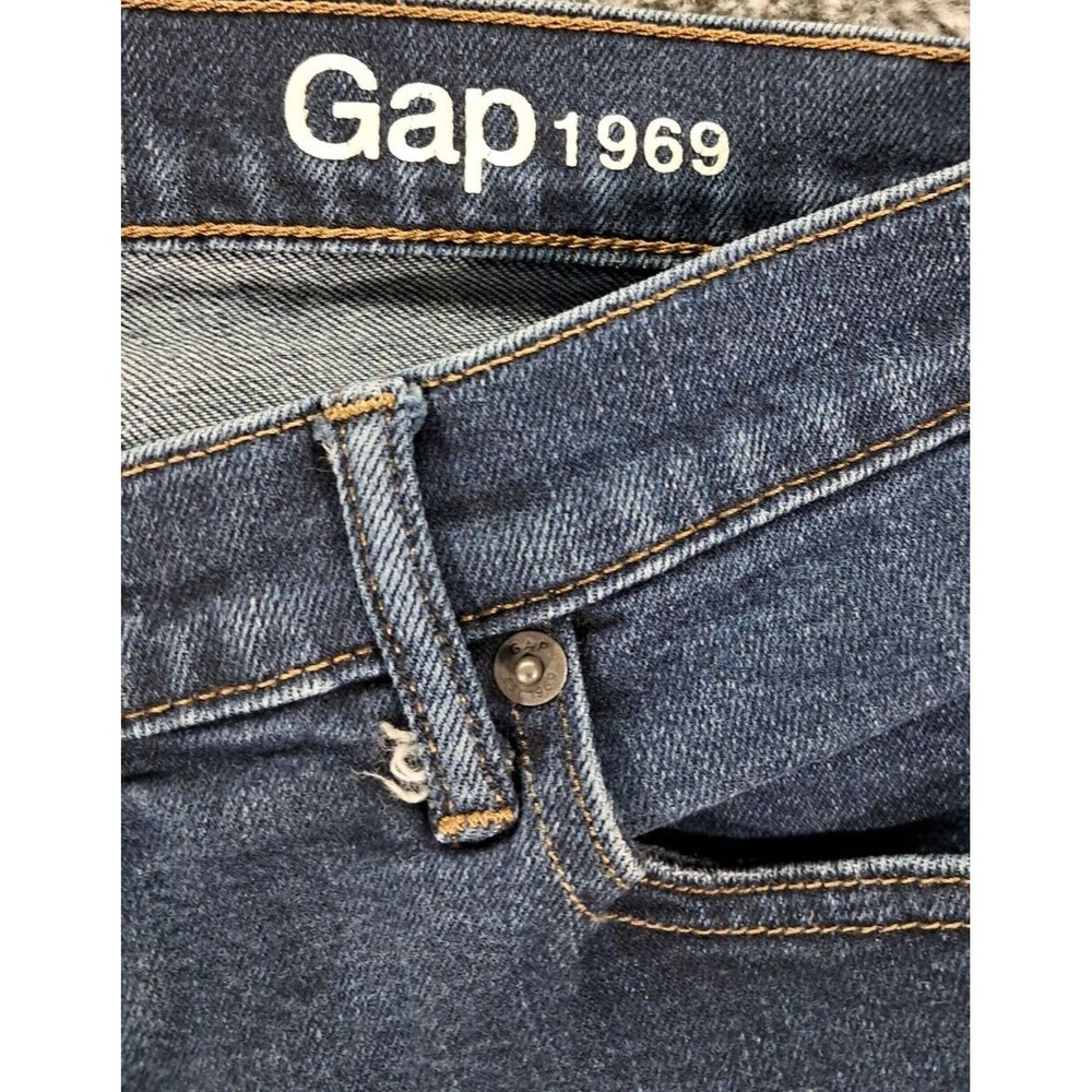 Gap 1969 Jeans Mens Sz 32S Authentic True Skinny Denim Blue Stretch Distressed - Picture 6 of 11